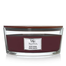 WoodWick Scented Candle Ellipse Black Cherry - 9 cm / 19 cm - Scented Candle in Glass - Wooden Wick