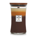 WoodWick Scented Candle Large Trilogy Café Sweets - 18 cm / ø 10 cm - Scented Candle in Glass - Wooden Wick