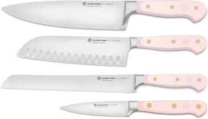 Wusthof Knife Set Classic Chef's Knife Santoku Knife Bread Knife Paring Knife - Pink Himalayan Salt 4-piece