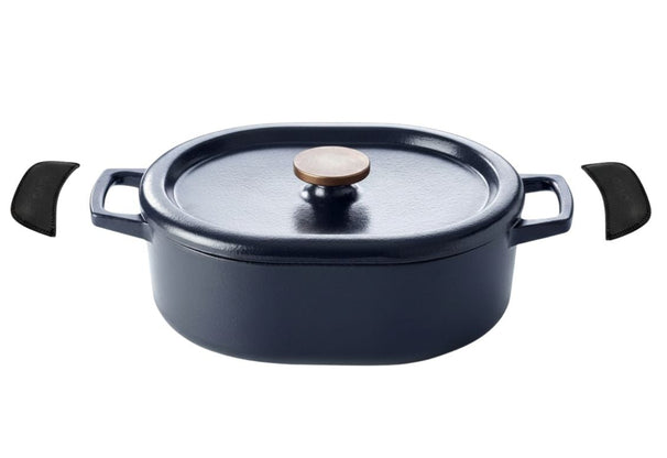 Alva Casserole - Dutch Oven - Oval - Nori - 31 x 21 cm - Enameled non-stick coating + Free Leather Handles