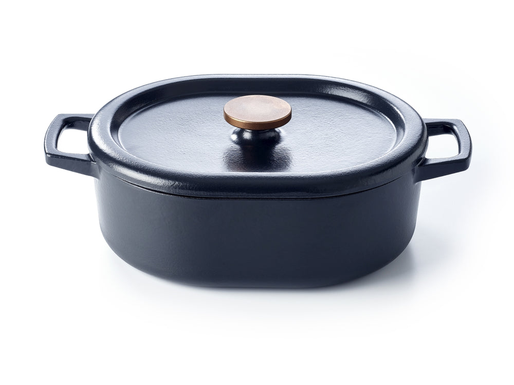 Alva Casserole - Dutch Oven - Oval - Nori - 31 x 21 cm - Enameled non-stick coating + Free Leather Handles