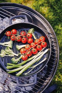Alva Grill Pan - Grill Plate - Nori - Cast Iron ø 28 cm - Enameled Non-stick Coating + Free Leather Handles