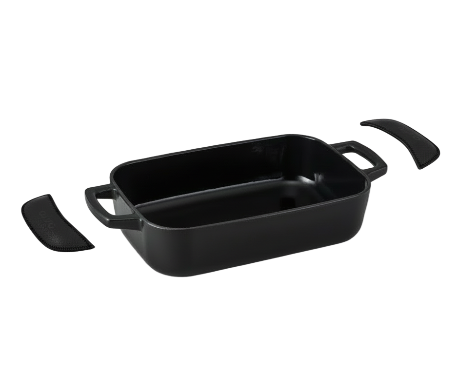 Alva Roaster - Baking Dish - Nori - Cast Iron 30 x 20 cm - Enameled Non-stick Coating + Free Leather Handles