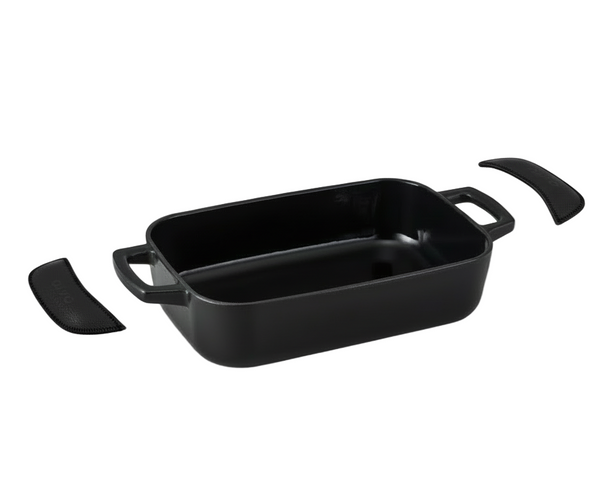 Alva Roaster - Baking Dish - Nori - Cast Iron 30 x 20 cm - Enameled Non-stick Coating + Free Leather Handles