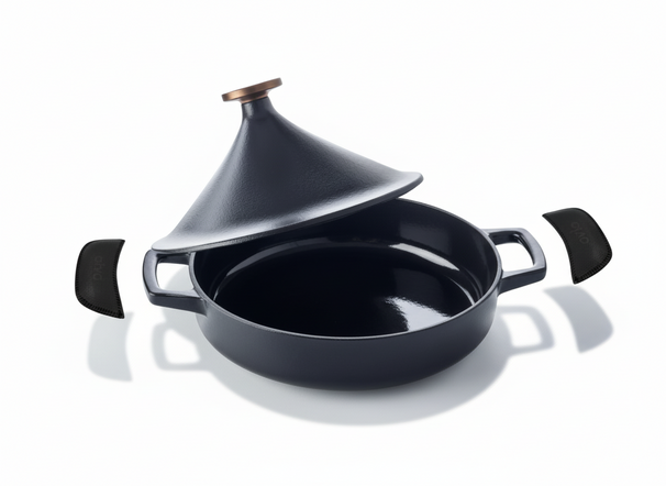 Alva Tagine - Nori - Cast Iron ø 28 cm - 3 liters - enameled non-stick coating + Free Leather Handles