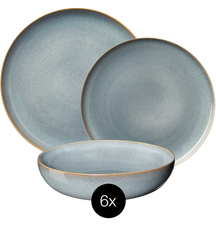 ASA Selection Dinnerware Set Saisons - Denim - 18 pieces / 6 people - 6 dinner plates, 6 side plates, and 6 bowls