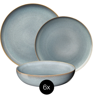ASA Selection Dinnerware Set Saisons - Denim - 18 pieces / 6 people - 6 dinner plates, 6 side plates, and 6 bowls