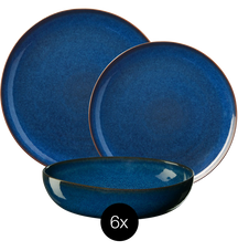 ASA Selection Dinnerware Set Seasons - Midnight Blue - 18 pieces / 6 people - 6 dinner plates, 6 side plates, and 6 bowls