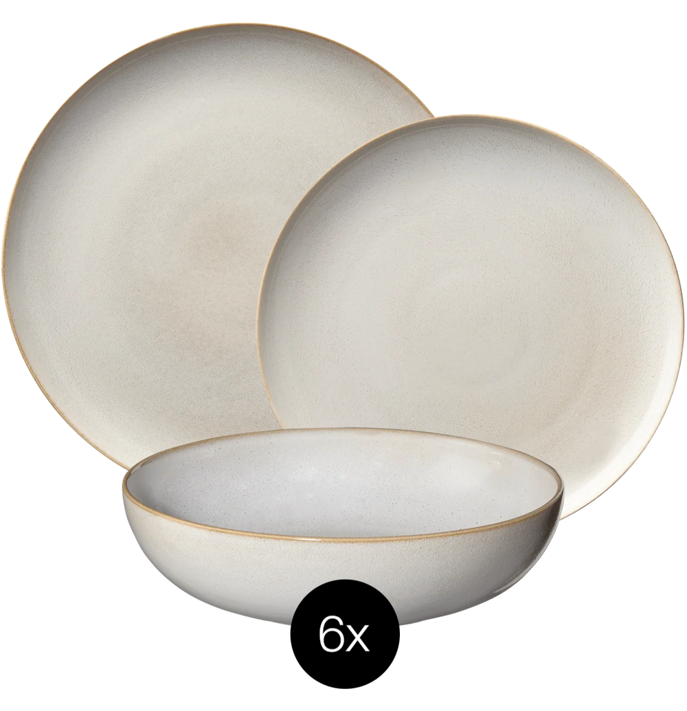 ASA Selection Dinnerware Set Seasons - Sand - 18 pieces / 6 people - 6 dinner plates, 6 side plates and 6 bowls