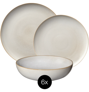 ASA Selection Dinnerware Set Seasons - Sand - 18 pieces / 6 people - 6 dinner plates, 6 side plates and 6 bowls