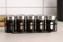 Cookinglife Spice Rack Black 5-Piece - With Spice Shakers 80 ml