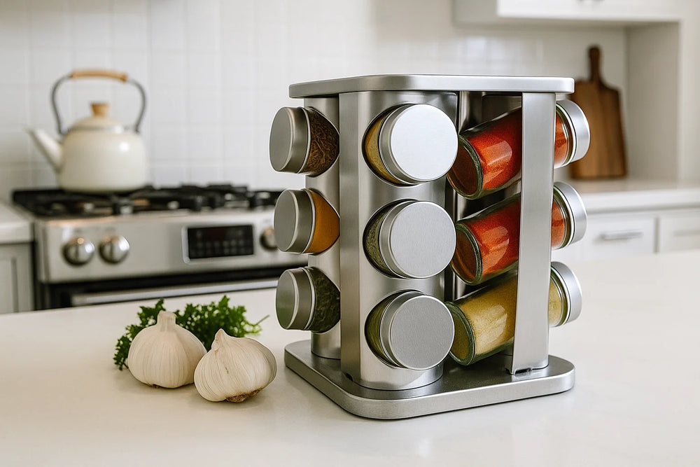 Cookinglife Spice Rack Stainless Steel Rotatable 12-Piece