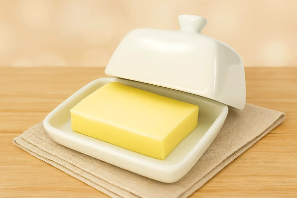Cookinglife Butter Dish White Porcelain 10 x 7.5 cm