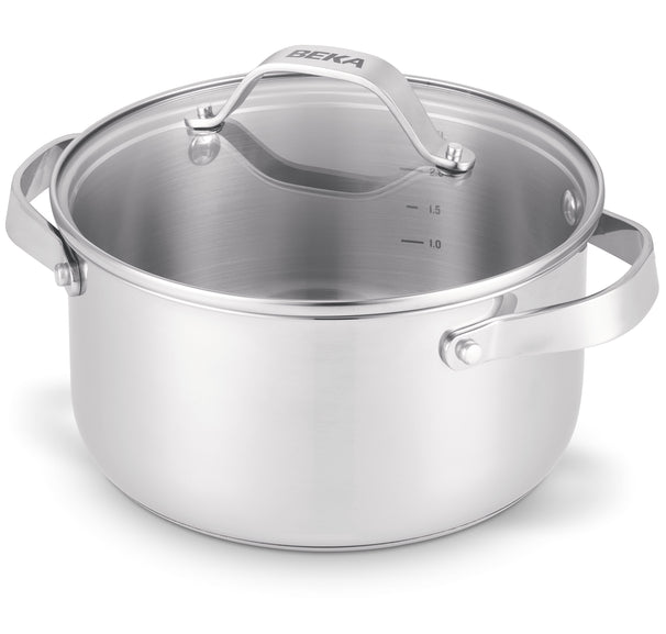 BEKA Cooking Pot with Glass Lid - Cicla - Stainless Steel - Ø 24 cm - 5.2 Liters - Suitable for all heat sources