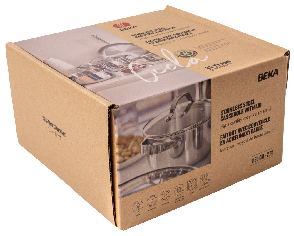 BEKA Cooking Pot with Glass Lid - Cicla - Stainless Steel - Ø 20 cm - 2.8 Liters - Suitable for all heat sources