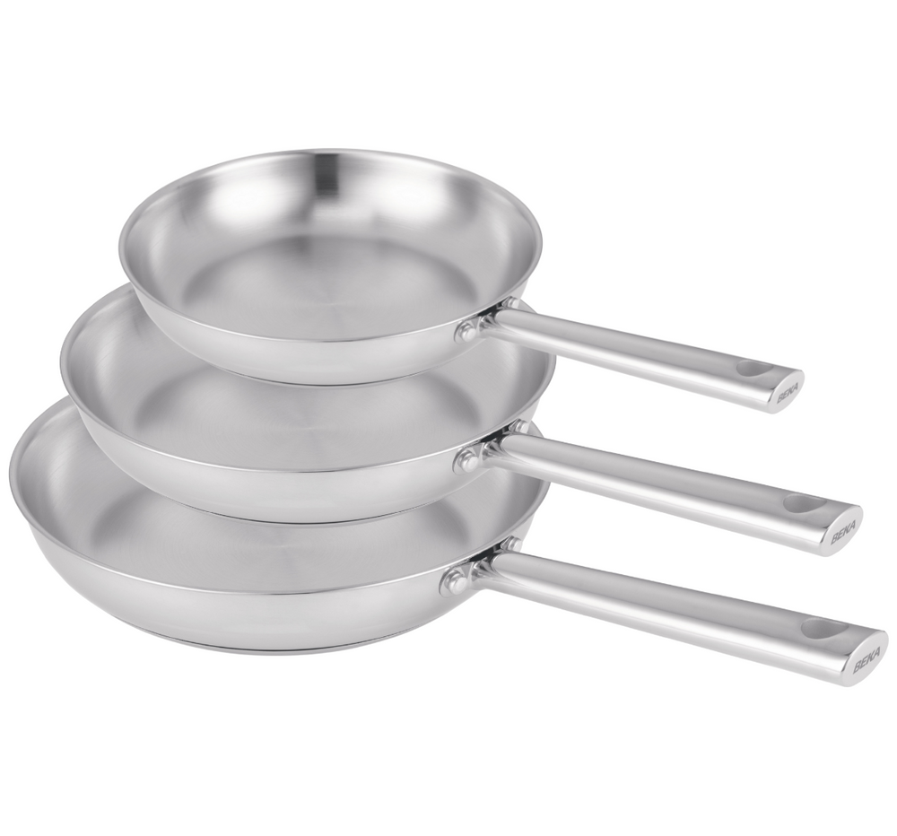 BEKA Frying Pan Set Cicla - Stainless Steel - ø 20, 24 & 28 cm - without non-stick coating - suitable for all heat sources