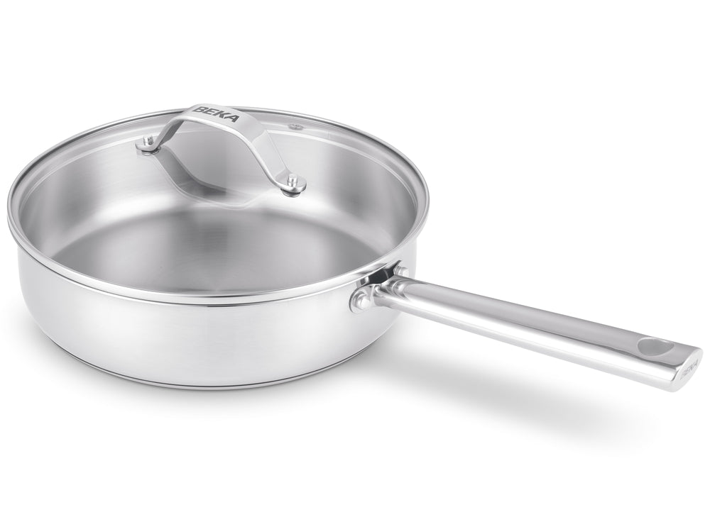 BEKA Sauté Pan with Glass Lid - Sauté Pan - Cicla - Stainless Steel - Ø 24 cm - without non-stick coating - suitable for all heat sources