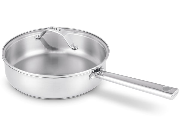 BEKA Sauté Pan with Glass Lid - Sauté Pan - Cicla - Stainless Steel - Ø 24 cm - without non-stick coating - suitable for all heat sources
