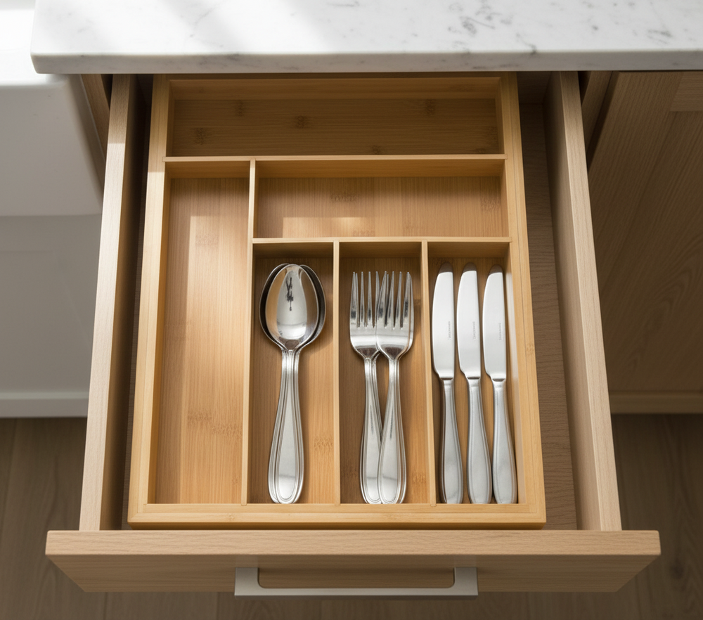  Cookinglife Cutlery tray - Bamboo - extendable - 28x34x5cm / 45x34x5cm