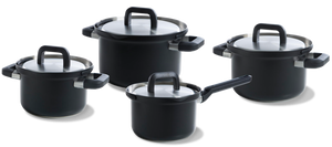 BK Cookware set Flow Cool Black 4-piece - Stainless Steel - cooking pots ø 16, 18, 20, saucepan ø 16cm