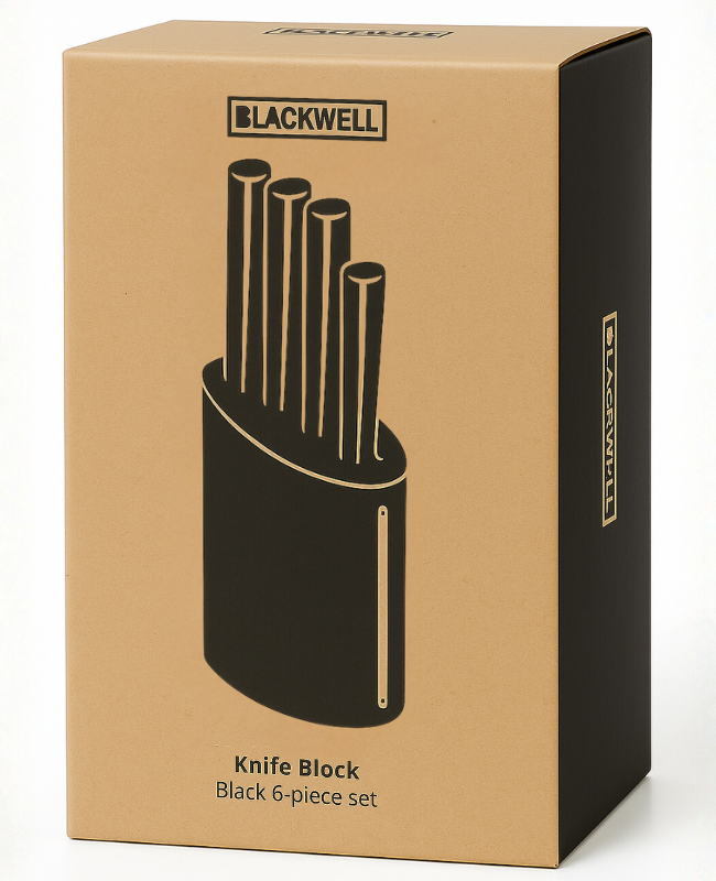 Blackwell Knife Block - Chef's knife, Bread knife, Meat knife, Office knife & Paring knife 6-Piece