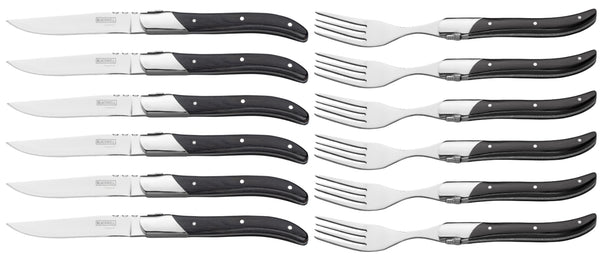 Blackwell Steak Cutlery Laguiole - Steak Knives & Forks - Pakka wood- 12 Pieces