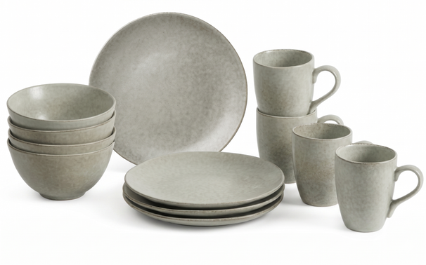 Broste Copenhagen Breakfast Set Nordic Marsh 12-piece / 4 persons - 4 breakfast plates, 4 bowls and 4 cups
