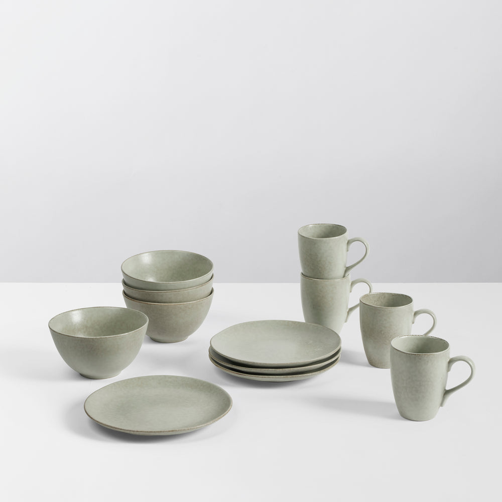 Broste Copenhagen Breakfast Set Nordic Marsh 12-piece / 4 persons - 4 breakfast plates, 4 bowls and 4 cups