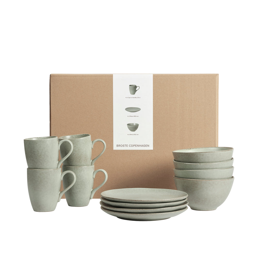 Broste Copenhagen Breakfast Set Nordic Marsh 12-piece / 4 persons - 4 breakfast plates, 4 bowls and 4 cups