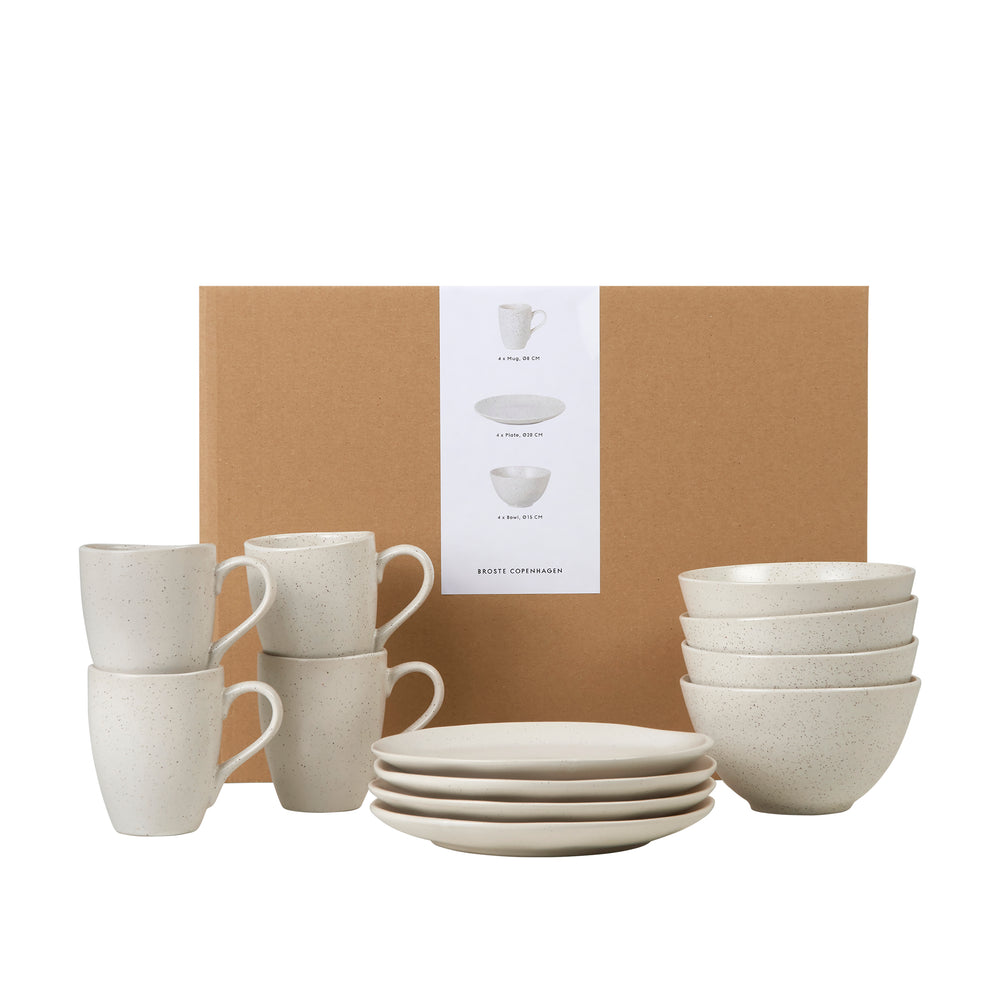 Broste Copenhagen Breakfast Set Nordic Vanilla 12-piece / 4 persons - 4 breakfast plates, 4 bowls and 4 cups