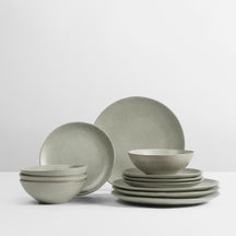 Broste Copenhagen Dinnerware Set Nordic Marsh 12-piece / 4 persons - 4 dinnerplates, 4 breakfast plates and 4 bowls