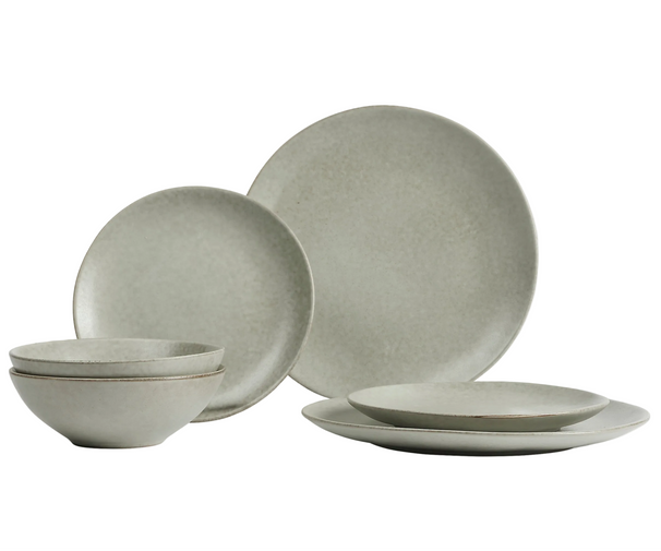 Broste Copenhagen Dinnerware Set Nordic Marsh 6-piece / 2 persons - 2 dinnerplates, 2 breakfast plates and 2 bowls