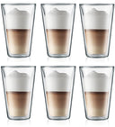 Bodum Double-walled Latte Macchiato Glass Carafe - Patented Valve - 400 ml - 6 Pieces