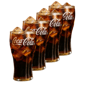 Coca Cola Glasses - Long drink glasses - Soft drink glasses - Transparent 370 ml - 4 pieces