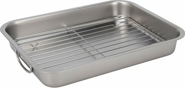 Cookinglife Roasting pan + rack - Stainless steel - 37 x 28 x 5.5 cm