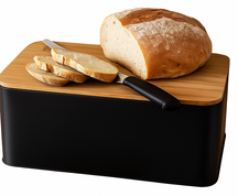 Cookinglife Bread Drum with Shelf - Matte Black