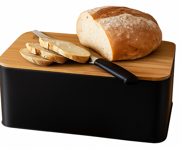 Cookinglife Bread Drum with Shelf - Matte Black