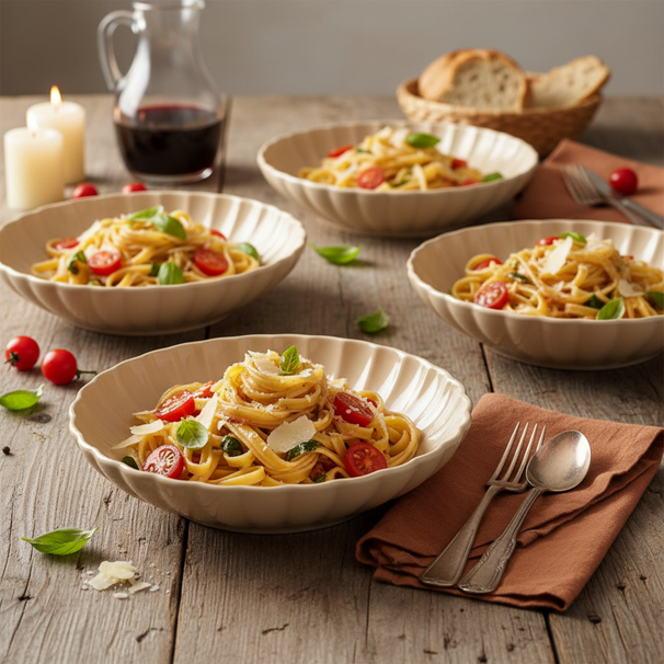 Cookinglife Deep Plates/ Pasta Bowls Cardida Beige ø 20 cm - 6 pieces