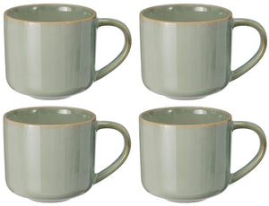 Cookinglife Coffee Mugs Serene Green 330 ml - Pottery - 4 pieces
