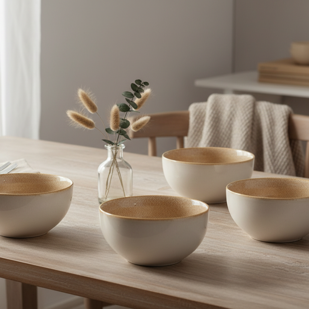 Cookinglife Soup Bowls / Bowls Serene Sand ø 14 cm - Pottery - 4 pieces