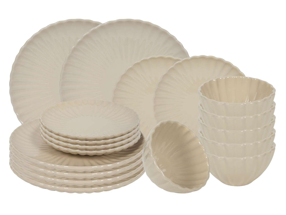 Cookinglife Dinnerware Set Cardida Beige 18-pieces / 6 people - 6 dinner plates, 6 side plates and 6 bowls