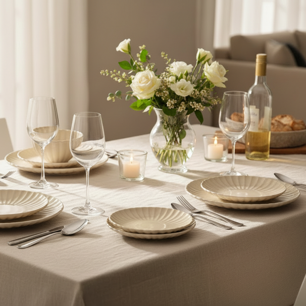 Cookinglife Dinnerware Set Cardida Beige 18-pieces / 6 people - 6 dinner plates, 6 side plates and 6 bowls