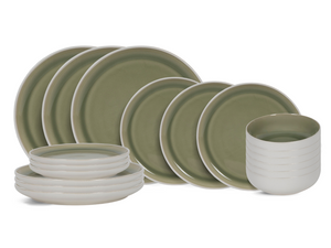 Cookinglife Dinnerware Set Moss Green 18-piece / 6 people - 6 dinner plates, 6 side plates, and 6 bowls