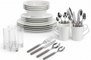 Cookinglife Dinnerware Set Porcelain White 36-piece / 4 people - 4 dinner plates, 4 side plates, 4 bowls, 4 mugs, 4 water glasses, and 4 cutlery sets
