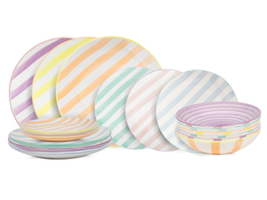 Cookinglife Dinnerware Set Spring Vibes - 18-piece / 6 people - 6 dinner plates, 6 side plates, and 6 pasta bowls