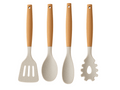 Cookinglife Cookware set - Cookware set - wood beige 4 pieces - Slotted spatula, serving spoon, salad spoon & spaghetti spoon