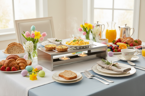 Cosy & Trendy Warming Plate - Plate Warmer with 2 Tea Light Holders - Stainless Steel - 26.4 x 14.9 x 7 cm