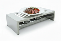 Cosy & Trendy Warming Plate - Plate Warmer with 2 Tea Light Holders - Stainless Steel - 26.4 x 14.9 x 7 cm