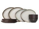 Cosy & Trendy Dinnerware Set Plate Matte Organic 12-Piece / 4 people - 4 dinner plates, 4 side plates, and 4 bowls