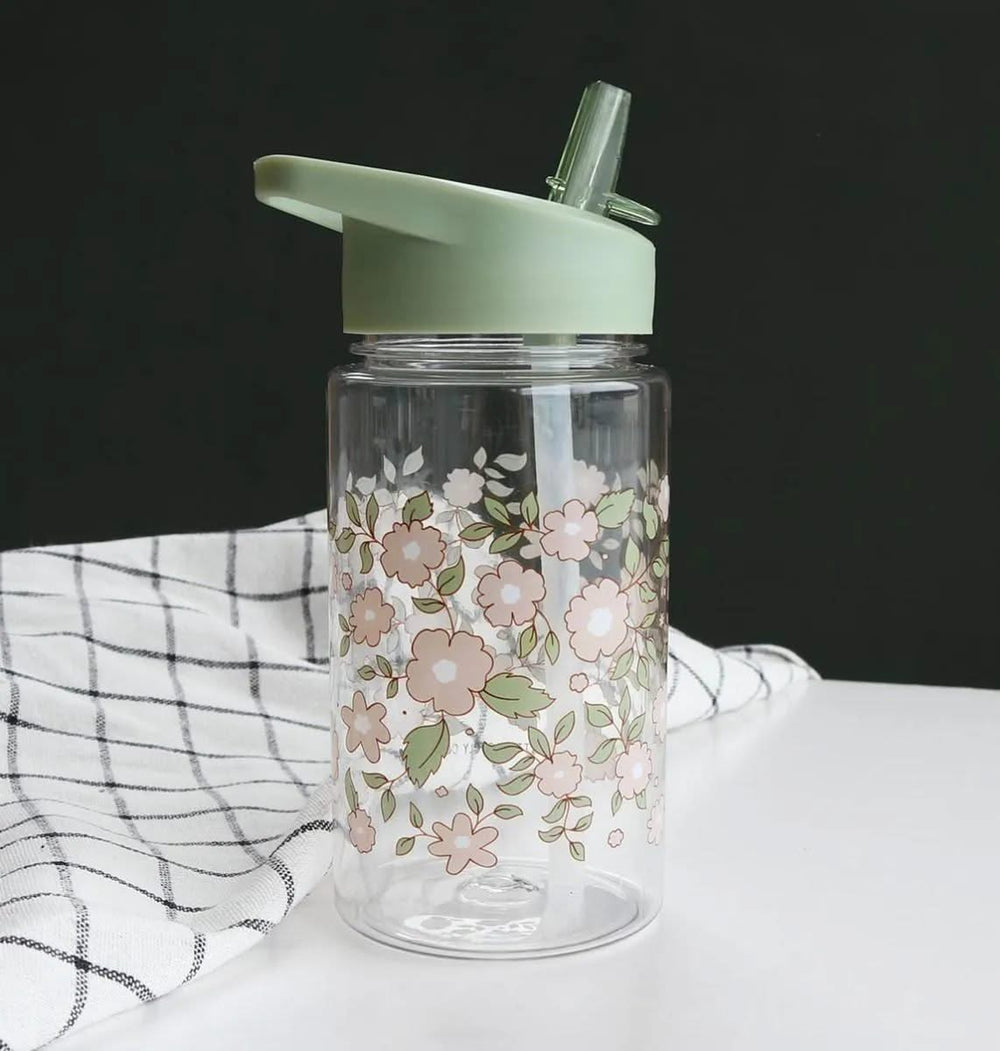 A Little Lovely Company Drinking bottle / Water bottle - Green Blossoms